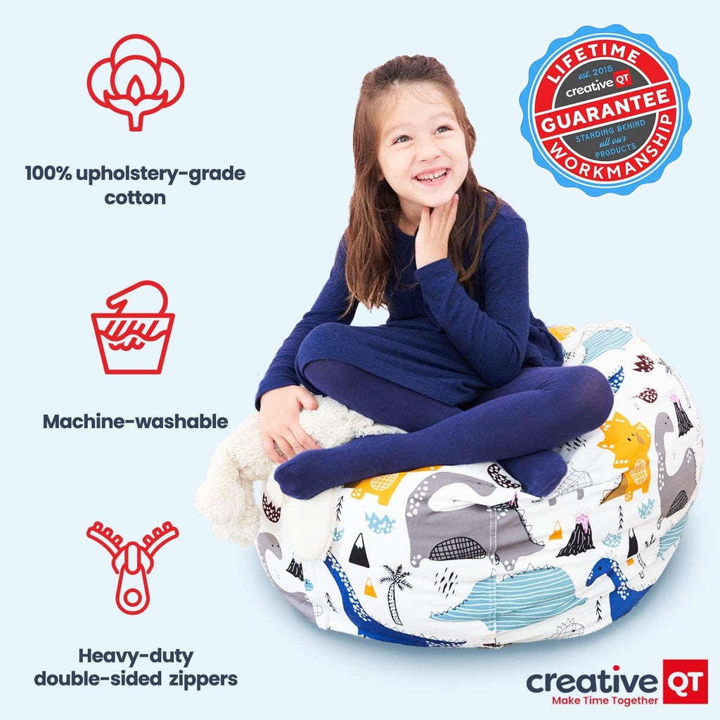 Creative QT Stuff ’n Sit Extra Large 38’’ Bean Bag Storage Cover for Stuffed Animals & Toys, Giant Beanbag Chair for Kids Ages 3-14, Bedroom Organizer, Hot Pink Corduroy