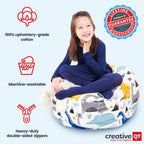Creative QT Stuff ’n Sit Extra Large 38’’ Bean Bag Storage Cover for Stuffed Animals & Toys, Giant Beanbag Chair for Kids Ages 3-14, Bedroom Organizer, Hot Pink Corduroy