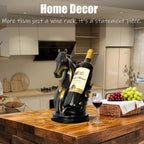 Wine Bottle Holder Wine Racks Tabletop Horse Statue as Home Kitchen Wine Cellar Decorative Storage Organizer, Horse Sculpture Horse Decor Horse Gifts for Girls Men Women (Black)