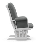 Storkcraft Tuscany Custom Glider and Ottoman with Free Lumbar Pillow (White/Grey) - Cleanable Upholstered Comfort Rocking Nursery Chair with Ottoman