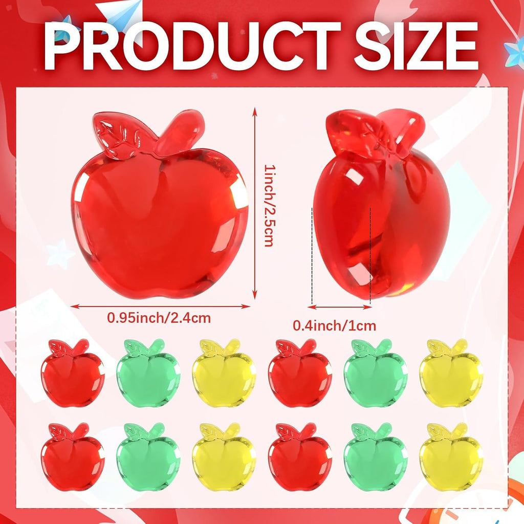 60pcs Mini Apples, Fake Apples Artificials Red Yellow Green Fake Fruit Acrylic Decor Back to School Crafts Ornaments for Vase Filler Ice Rocks Party Supplies Home School Table Decor