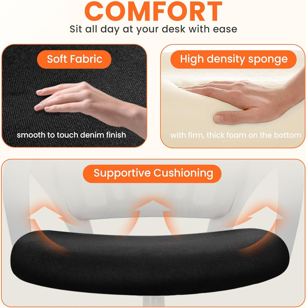 NEO CHAIR Office Desk Computer Chair Ergonomic Mesh Gaming Cushion Seat with Comfy Lumbar Mid Back Support Adjustable Height Swivel Rolling Wheels for Home Task (Mesh Black)