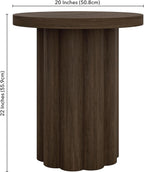 Henn&Hart 20'' Fluted Round End Table, Modern Side Table Ribbed Night Stand for Living Room, Office, Family Room, or Bedroom, Heritage Oak