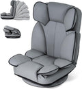 Giantex 360° Swivel Floor Gaming Chair, Folding Lazy Lounger Couch with 6-Position Adjustable Backrest & Sponge Filling, Lazy Sofa Lounge Chair, Video Gaming Chair for Reading, Relaxing (Gray)