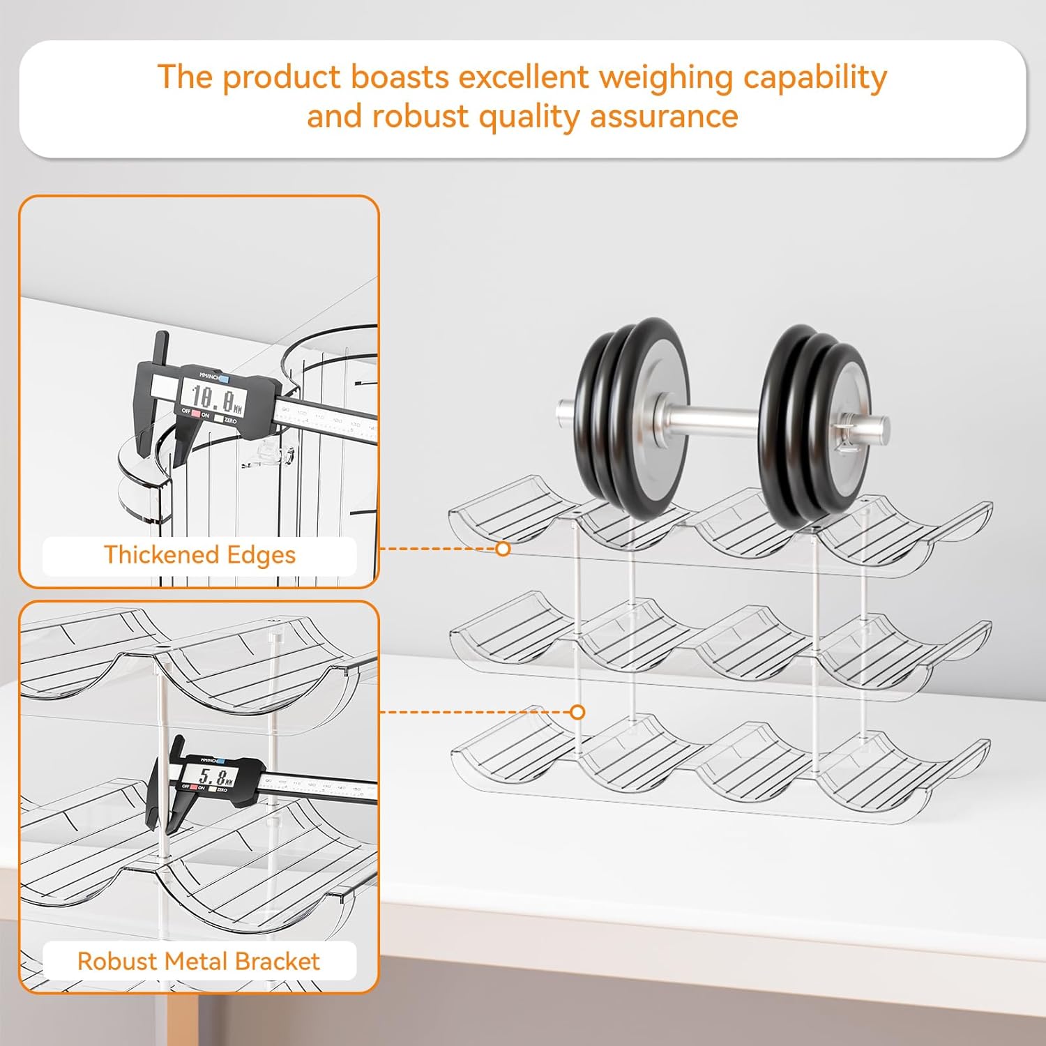 Yieach 3 Tier Stackable Wine Racks Countertop,Sturdy and Durable Wine Rack Free Standing Floor for Inside Cabinet,Clear Water Bottle Organizer and Wine Storage Racks Holder for Pantry,Table,Kitchen