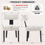 HNY Mid Century Modern Farmhouse Dining Chairs Set of 6, Linen Upholstered Accent Curved Backrest Kitchen Chairs, with Black Hardwood Frame, Beige