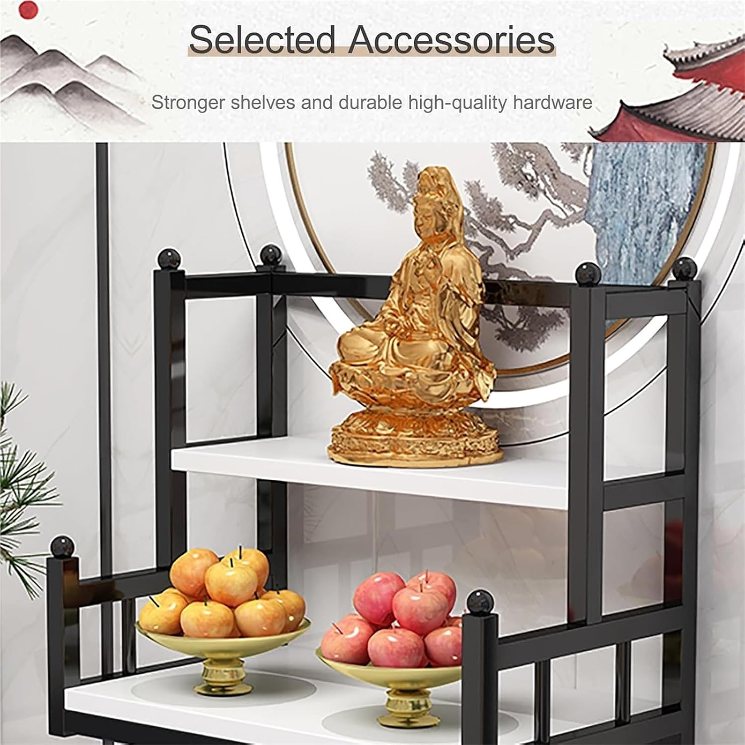 Altar Table， Multi-Tiered Buddhist Prayer Altar Cabinet for Small Spaces(White,50cm(19.7in))