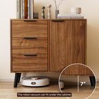 Buffet Sideboard Cabinet with Storage, Mid-Century Storage Cabinet with 3 Drawers and 1 Door, Kitchen Pantry Cabinet, Freestanding Accent Storage Cabinet for Living Room, Entryway