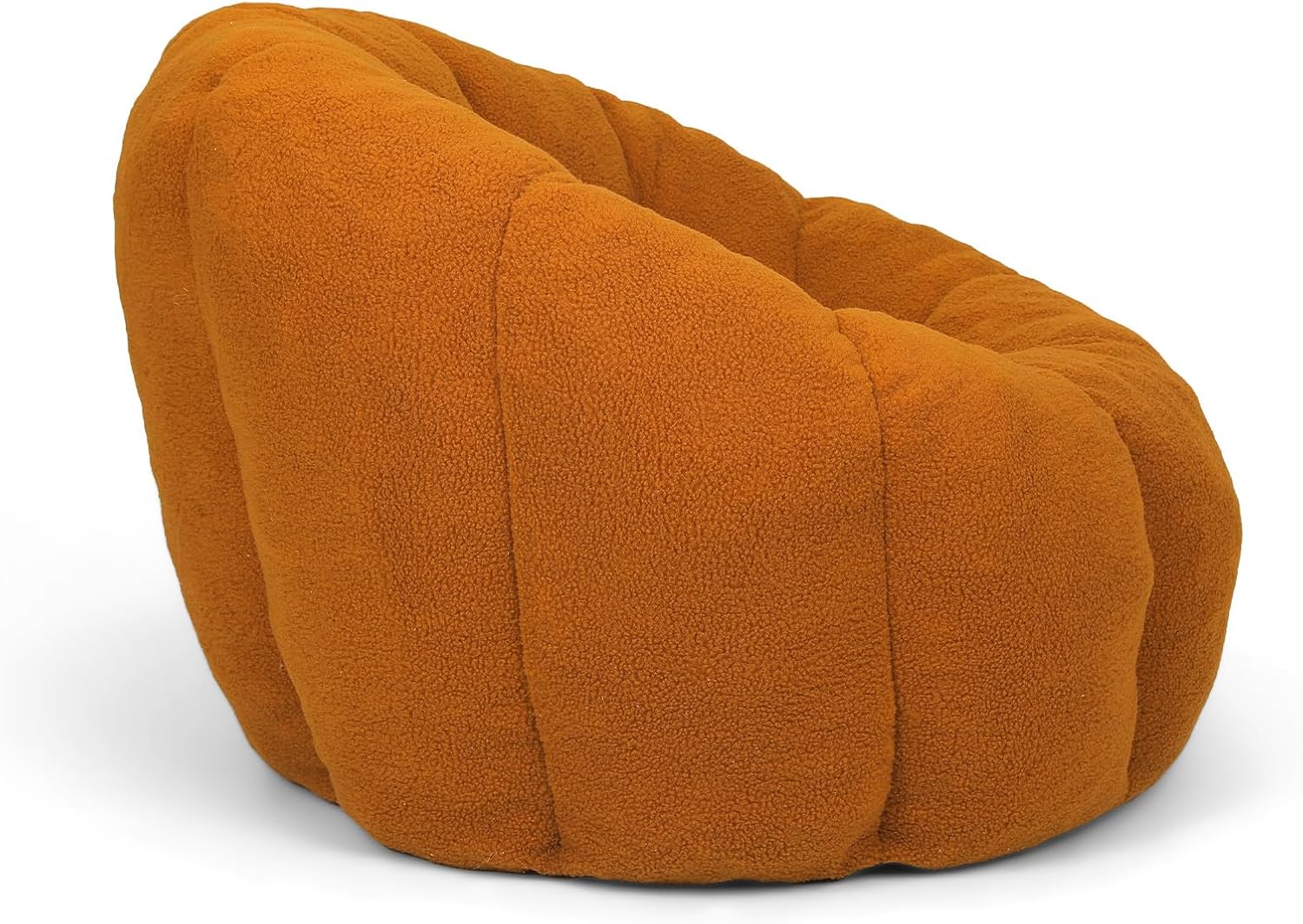 Bean Bag Chair, Large Beanbag Chairs with Filling, Bean Bag Chair with Filler, Stuffed Beanbag Chairs for Living Room (Teddy Fabric in Orange Brown, No Ottoman)