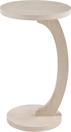 COZAYH C Shaped Round End Table for Couch Small Place, Space Saver Side Table for Sofa, Living Room, Bedside Area, Coffee and Eating Snack Tray, White