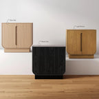 Nathan James Joey Mid Century Modern Storage Cabinet, Arched Accent Cabinet with Rounded Bottom Edges and Integrated Door Pull Cutouts, Black Oak Set of 2