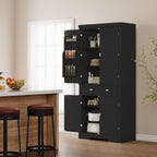 72" Kitchen Pantry Cabinet, Kitchen Pantry with 6 Door Shelves, 2 Cabinets and 1 Drawer, Tall Storage Cabinet for Living Room, Dining Room, Black