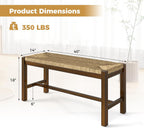 GOFLAME 40” Dining Bench, Farmhouse Boho Entryway Bench with Woven Seagrass Seat, End of Bed Bench with Rubber Wood Frame, Accent Indoor Bench for Bedroom, Dining Room, Living Room, Hallway