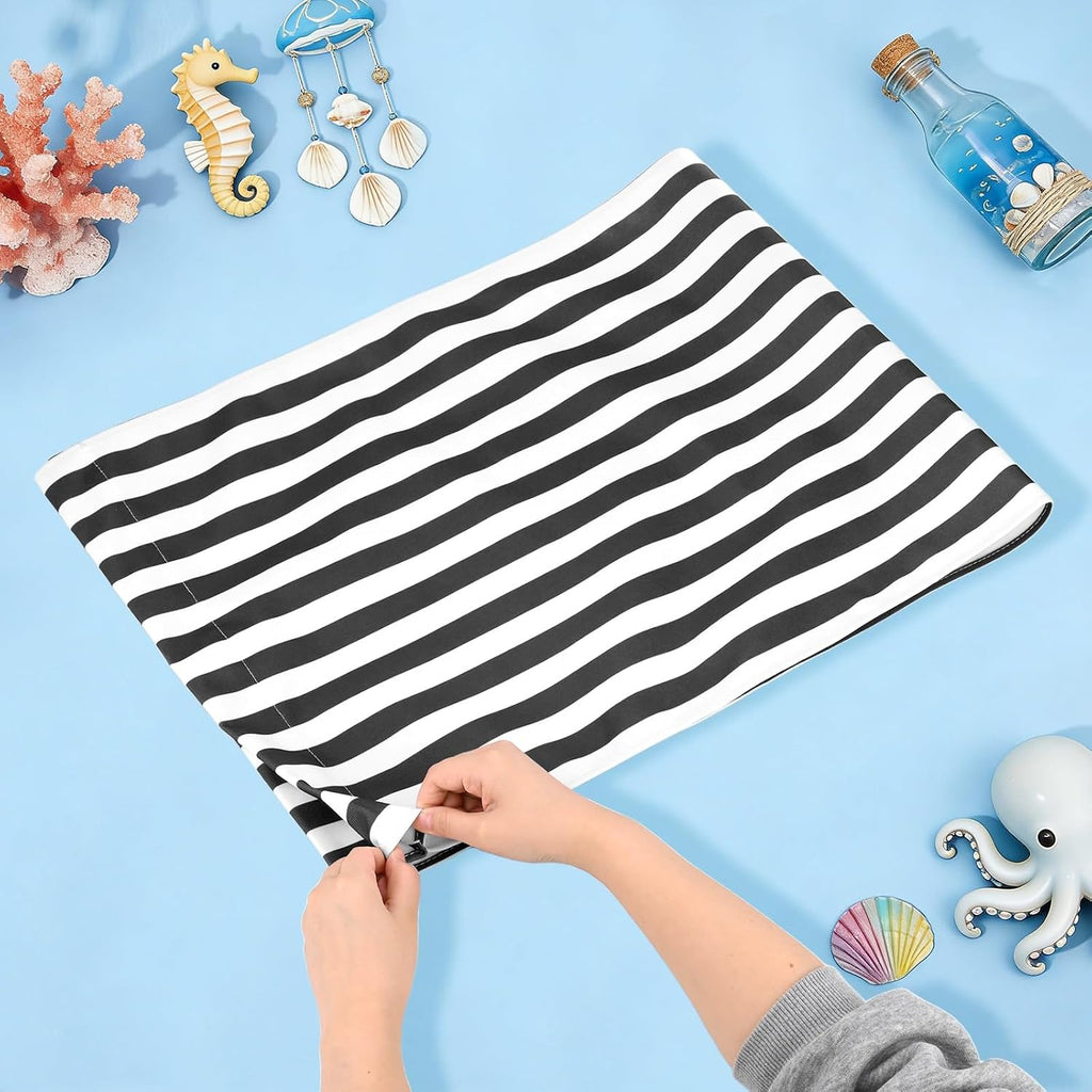 M METERXITY Beach Sling Chair Replacement Canvas, 16x44.5 Inch Folding Lounge Chair Fabric for Beach/Sunbathing/Courtyard/Garden, Outdoor Furniture Cloth [Pinstripe Black, Only Replacement]