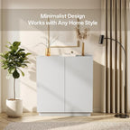 amunrbrek 31.5" Minimalist Buffet Cabinet, Sideboard with Storage, White