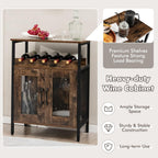 TANGZON Wine Bar Cabinet, Drinks Storage Sideboard with Glass Holder and Removable Bottle Shelf, Freestanding Organizer Cupboard Unit for Home Kitchen