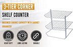 YBM Home 2215vc Ybmhomes 3 Tier Corner Helper Shelf, 9" D x 9" W x 8" H, White