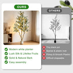 TNELTUEB 6FT Artificial Olive Tree Indoor with Lights & Planter, Realistic Faux Olive Trees with Lifelike Fruits for Living Room Decor, Tall Fake Silk Plants for Modern Home Office