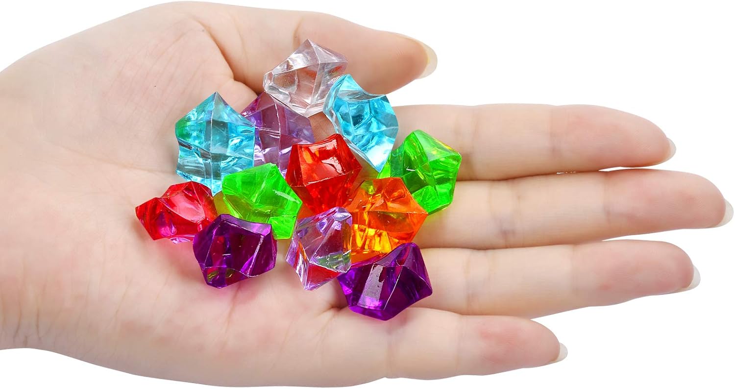 180-190pcs Multicolored Acrylic Fake Gems, Crushed Ice Rocks, Plastic Gems Jewels for Vase Fillers, Table Scatter, Sensory Bin Filler, Photo Props Christmas Decor, Decoration Wedding Display