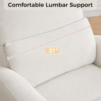 Swivel Rocker Recliner, Manual Swivel Glider Nursery Recliner Chair with Adjustable Headrest and Lumbar Support, Rocking Recling Chairs for Small Space, Living Room, Bedroom, Chenille White