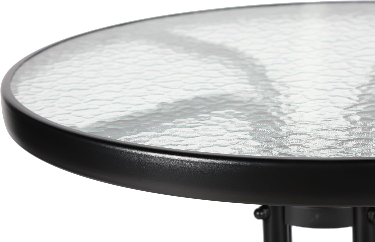 Outdoor Round Glass Small Patio Table, Tempered Glass Top with Rust-Resistant Metal Frame, Small Bistro Coffee Table for Balcony, Garden, Patio