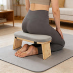 Foldable Bamboo Meditation Kneeling Bench, Seiza Stool with Soft Removable Cushion, Portable Prayer Seat, Zen Yoga Floor Stool for Comfort Meditation Extended Practice