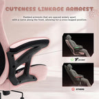 TTRACING Duo V4 Pink Gaming Chair with Wearable Cat Ears, Ergonomic Home Office Computer Desk Chair, Breathable Air Threads Fabric and Faux Leather, 135° Recline, 280lb Capacity, Kitty Puff
