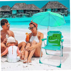 Kids Beach Chair with Umbrella, Foldable & Detachable Portable Cute Animal Pattern Kids Beach Chair with Canopy for Outdoor Summer, Crocodile ·1
