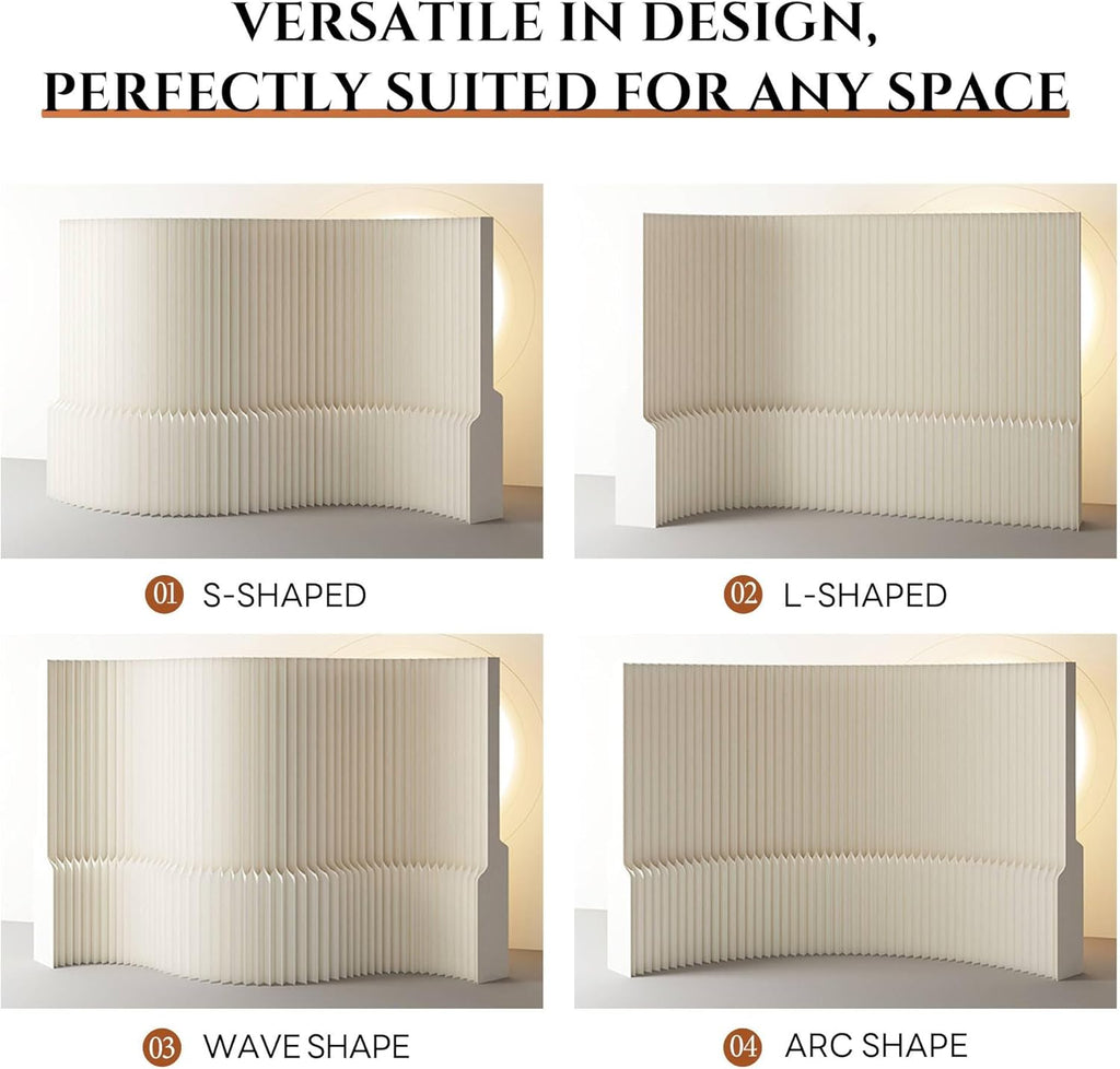 Paper Room Divider, Folding Privacy Screen, Portable Accordion Paper Partition for Temporary Space, Home Office, Events, Exhibitions, Easy Setup No Tools Needed (Style-B)