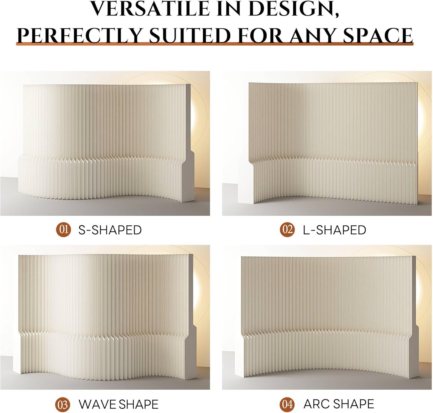 Paper Room Divider, Folding Privacy Screen, Portable Accordion Paper Partition for Temporary Space, Home Office, Events, Exhibitions, Easy Setup No Tools Needed (Style-B)