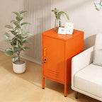 Metal Locker End Table, Single Door Metal Nightstand with 2 Adjustable Shelf,Modern Bedside Table, Versatile Side Cabinet for Bedroom, Living Room, or Office (27.55”h x 13.78”w x 14.96”d)