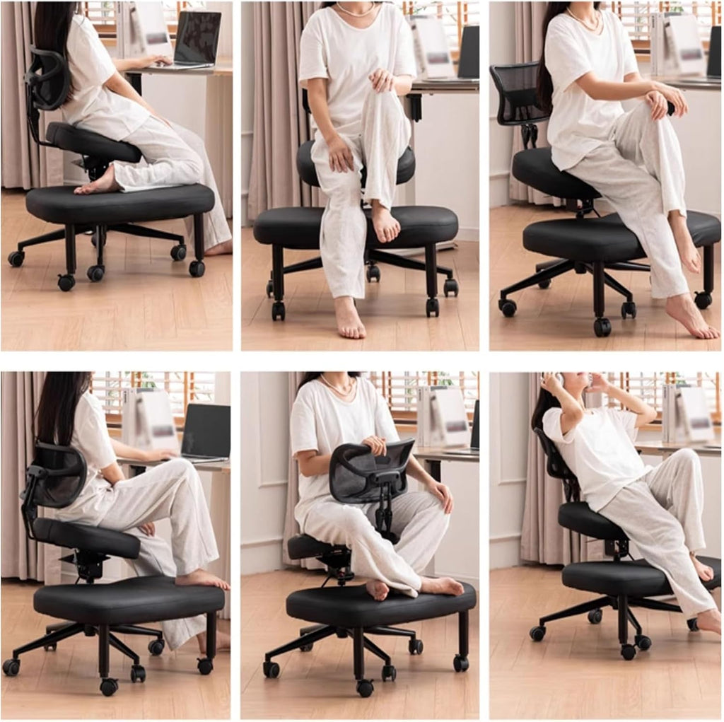 Kneeling Chair with Backrest,Rolling Ergonomic Posture Chair,45-60cm Adjustable Positions,Back Support for Office and Home