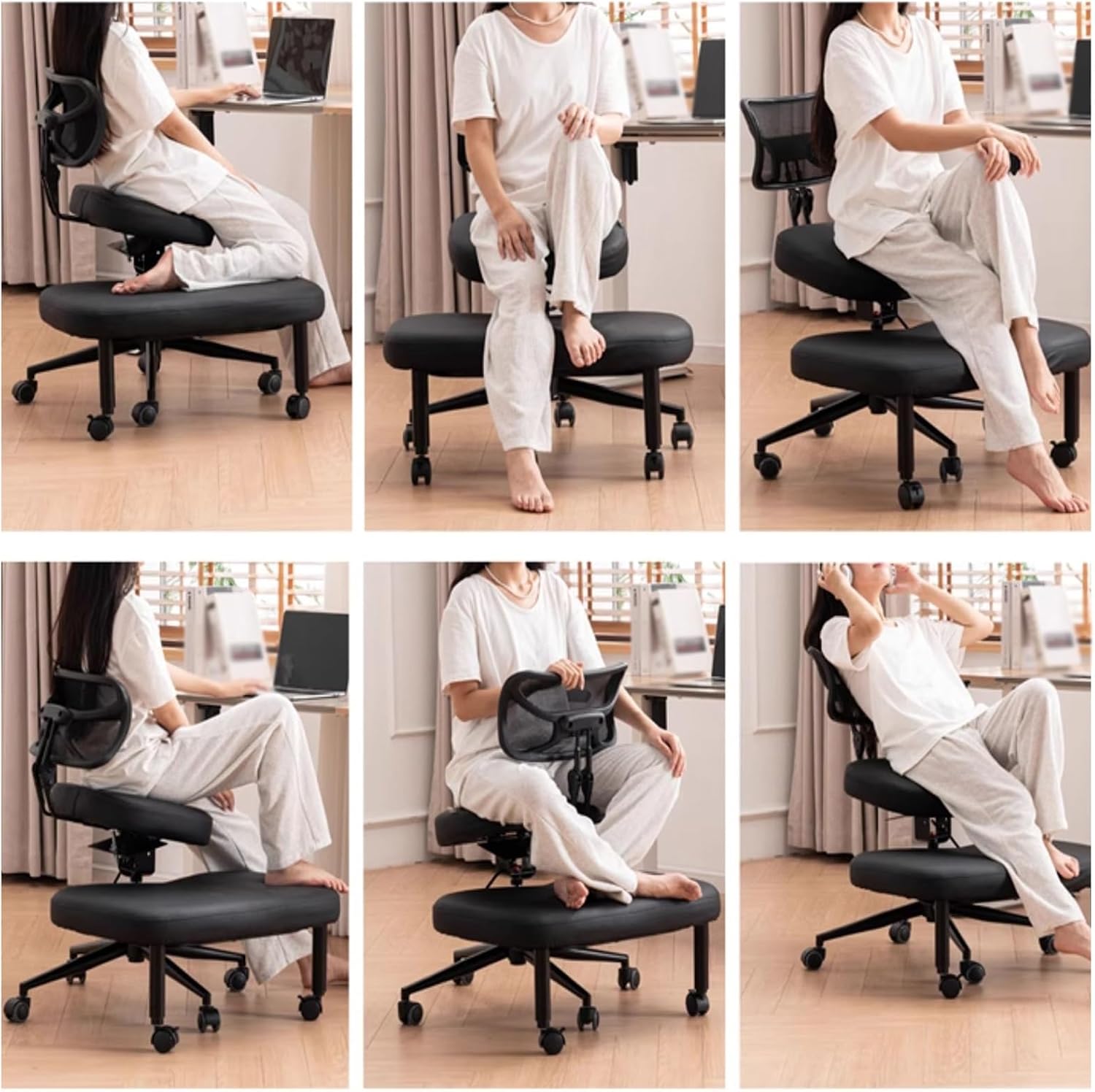 Kneeling Chair with Backrest,Rolling Ergonomic Posture Chair,45-60cm Adjustable Positions,Back Support for Office and Home