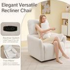 Power Rocker Swivel Recliner Chair for Adults, 26" Extra Wide Glider Reclining Nursery Chair w/USB & Type-C Charger Rocking Chairs for Living Room Bedroom Beige