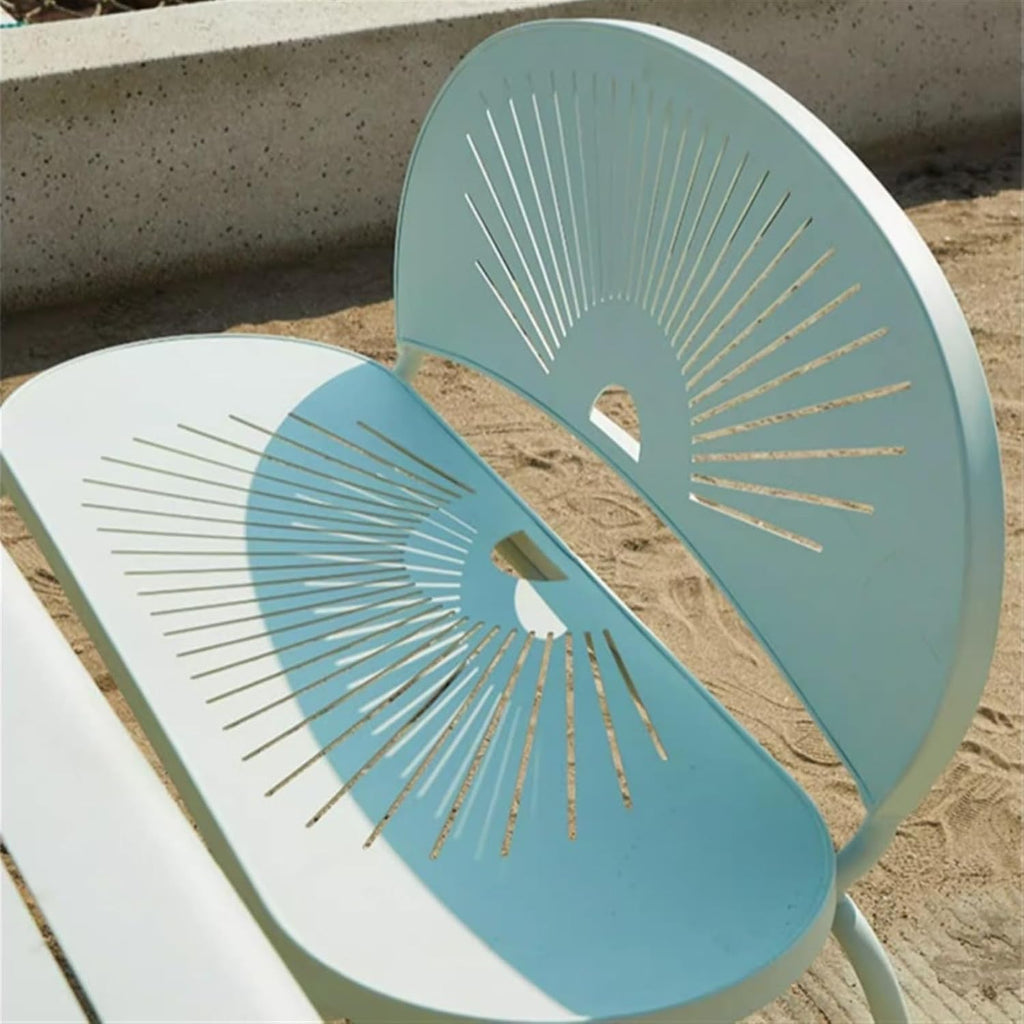 Garden Outdoor Bench with Backrest, Aluminum Alloy, Courtyard Deck, Balcony, Lawn, Lightweight Leisure Chair Seat(Yellow,140x63x85CM)