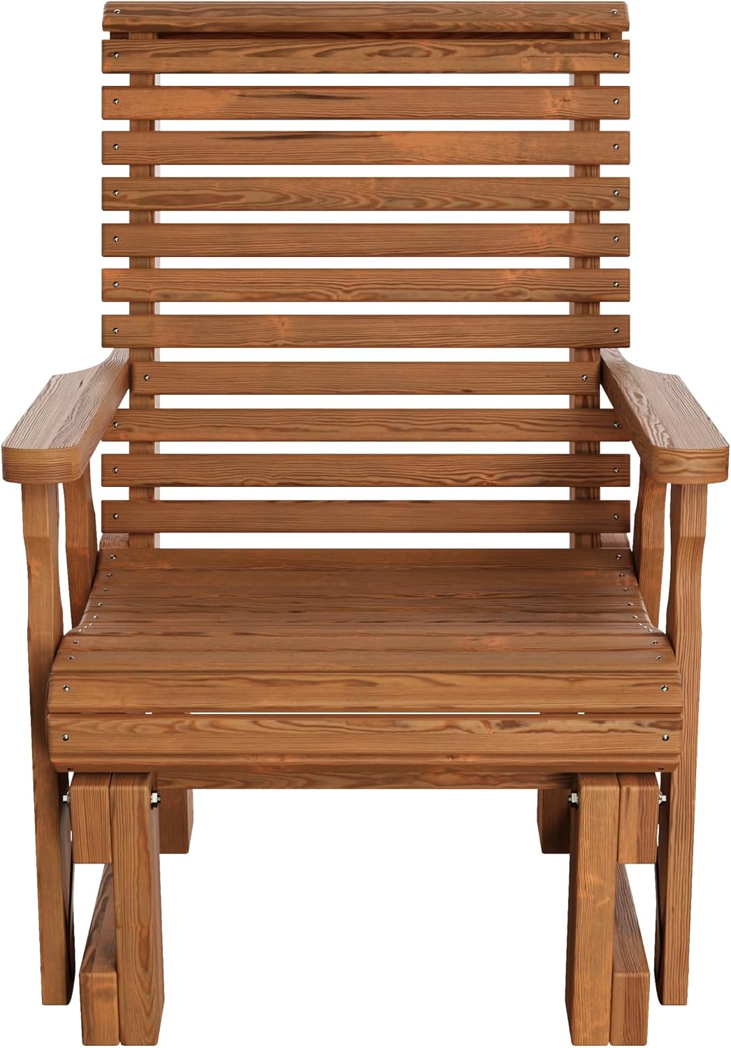 Amish Casual Heavy Duty 600 Lb Roll Back High Back Treated Glider Chair (Oak Stain)