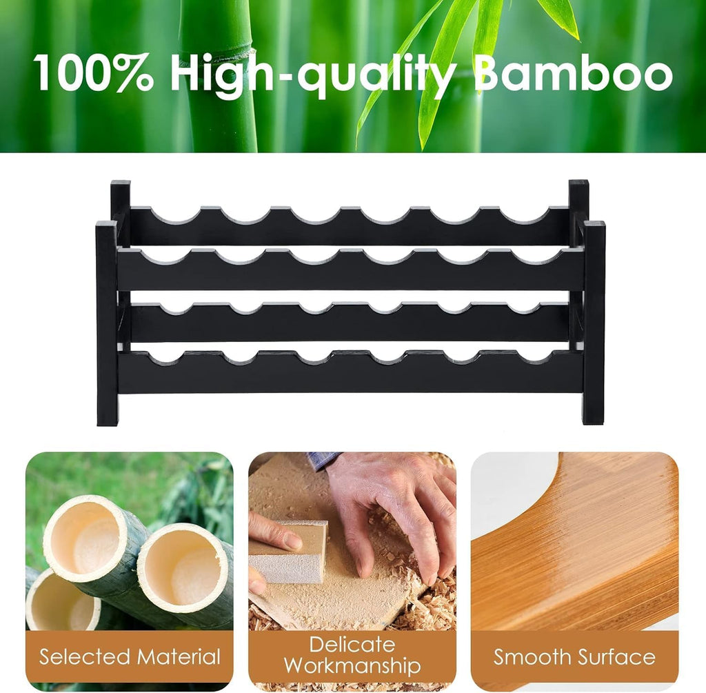 COSTWAY Wine Rack Countertop, 12 Bottles Bamboo Wine Holder, 2-Tier Freestanding Wine Storage Cabinet Shelf for Home, Kitchen, Bar, Pantry, Wine Cellar, Easy-Assembly, Brown (24.5L x 9.5W x 10H)