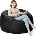4FT Bean Bag Chair for Adults, Large Bean Bag with Filling, Memory Foam Bean Bags with Ultra Soft Washable Dutch Velvet Cover, Beanbag for Living Room, Bedroom and Gaming Room - Black