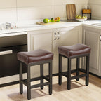 Raynesys Counter Height Bar Stools Set of 3, 24 Inch Barstools for Kitchen Island Counter, Bonded Leather Kitchen Stools with Saddle Seats & Metal Base, Easy Assembly, Black
