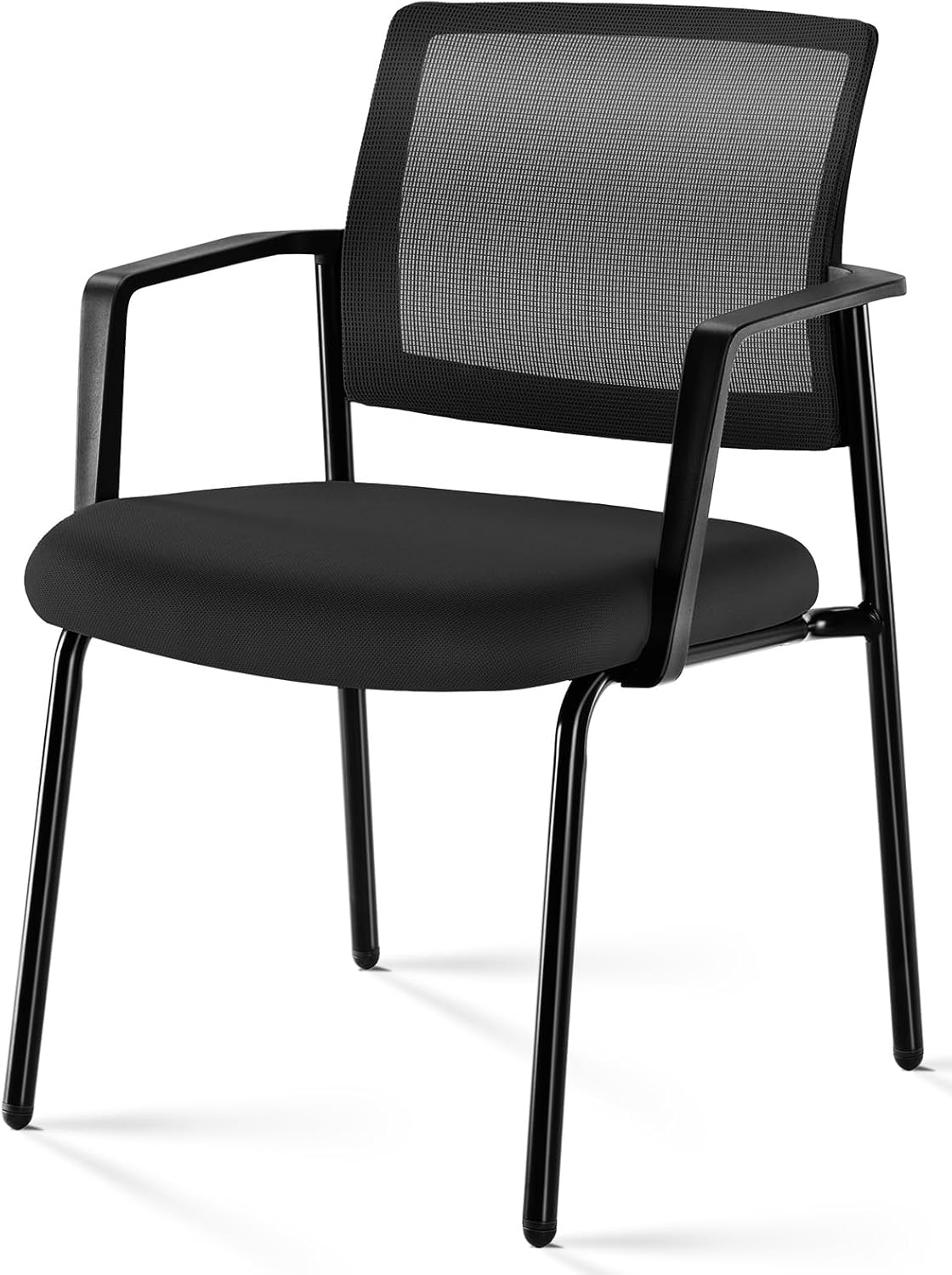 Sweetcrispy Stackable Mesh Guest Visitor Reception Chairs - Ergonomic Lumbar Support for Waiting Conference Meeting Room, Office School Lobby and Church, Space Saving, Black