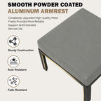 HOMREST Metal Outdoor Ottoman, 2-Piece Aluminum Footstool w/Removable Cushion, Multipurpose Footrest Stool Additional Seating, Set of 2 Outdoor Ottomans for Patio Deck (Dark Grey)