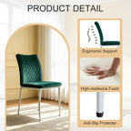 Lightdot Dining Chairs Set of 2, Accent Parsons Diner Chair Upholstered Fabric Stylish Kitchen Chairs with Metal Legs and Padded Seat for Dining Room, Vanity, Living Room, Bedroom Office,Green