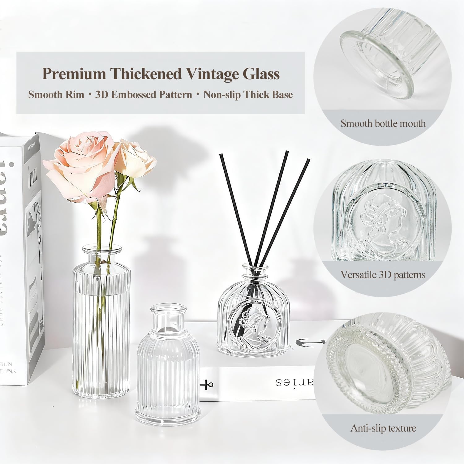 Clear Glass Bud Vase Set of 36 Pcs,Small Bud Vases in Bulk,Glass Crystal Flower Vases Table Centerpieces for Party Event Wedding Decor Baby Shower Decorations (Clear, 36 Pcs)