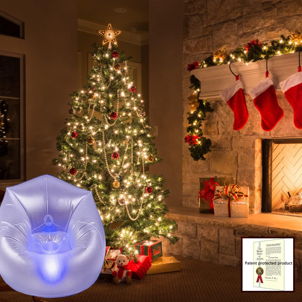 Inflatable LED Couch for Kids,Illuminated Blow Up Lounger Chair,Light Folding Air Chair for Girls and Boys,Inflatable Game Sofa for Rooms,Camping,Swimming Pool(Frosted White,Without Pump)