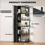VersionTECH. Glass Display Cabinet with RGB Lights, 5-Tier Curio Cabinets with Glass Doors for Collectibles, Display Case with Adjustable Shelves, Human Sensor, Charging Station, Mirror Backing, Black