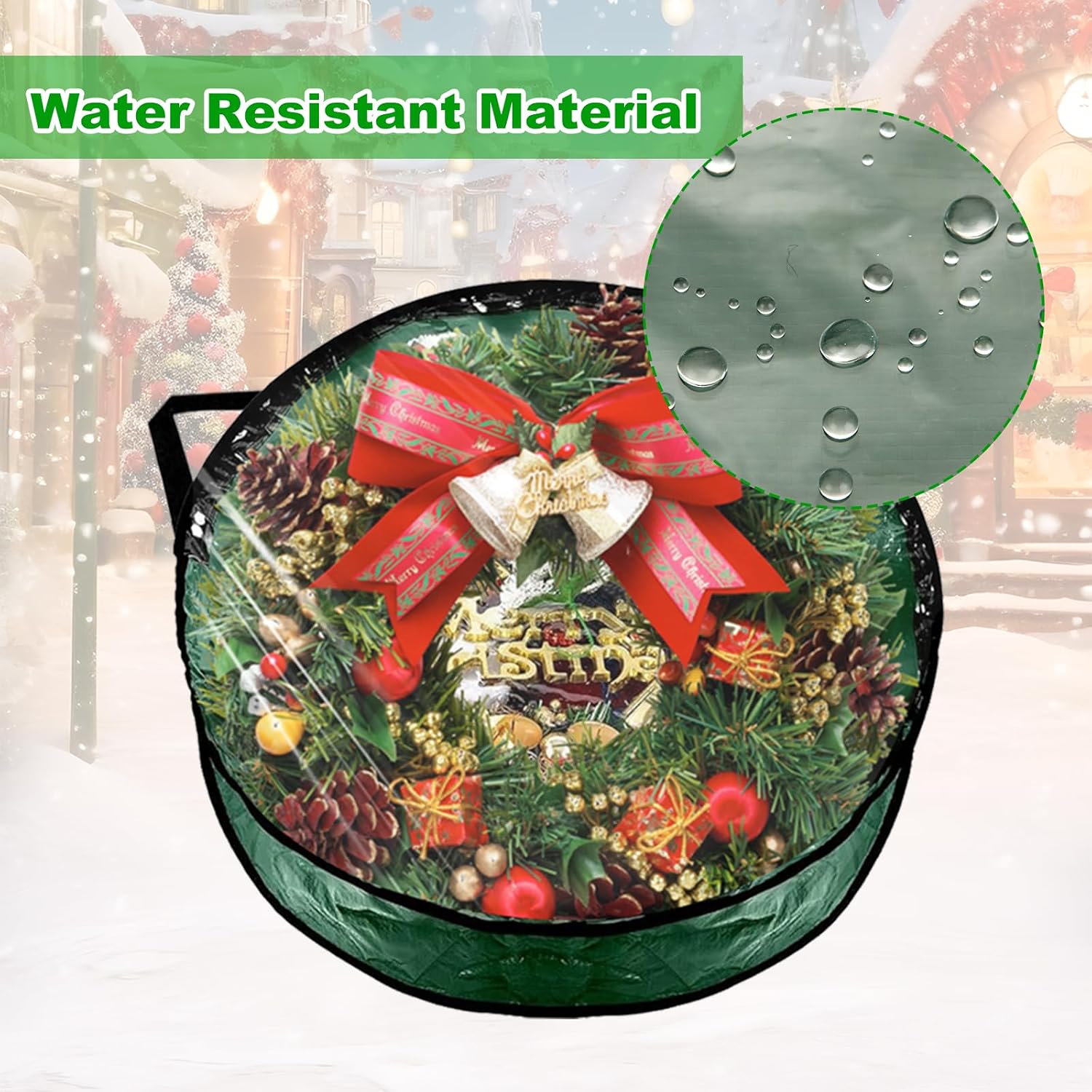 YAYODS 6 Pack Wreath Storage Container Bag, 24x8 Inch Christmas Wreath Storage Container Heavy Duty Christmas Wreath Boxes with Clear Window for Xmas Holiday Seasonal Wreath Garland (Green)