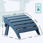 SERWALL Folding Adirondack Chair Footrest Set of 2, Adirondack Ottomans Footstools Without Assembly, Blue
