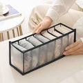 7-Compartment Underwear Storage Box with Breathable Nylon Mesh, Foldable Drawer Organizer for Socks, Lingerie, and Small Clothing Items