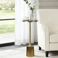 Jorsnovs Vintage Bronze Small End Table, 10'' Round Pedestal Side Table with Weighted Iron Base, Drink Table for Small Spaces, Antique Cocktail Table for Living Room, Entryway, or Bathroom