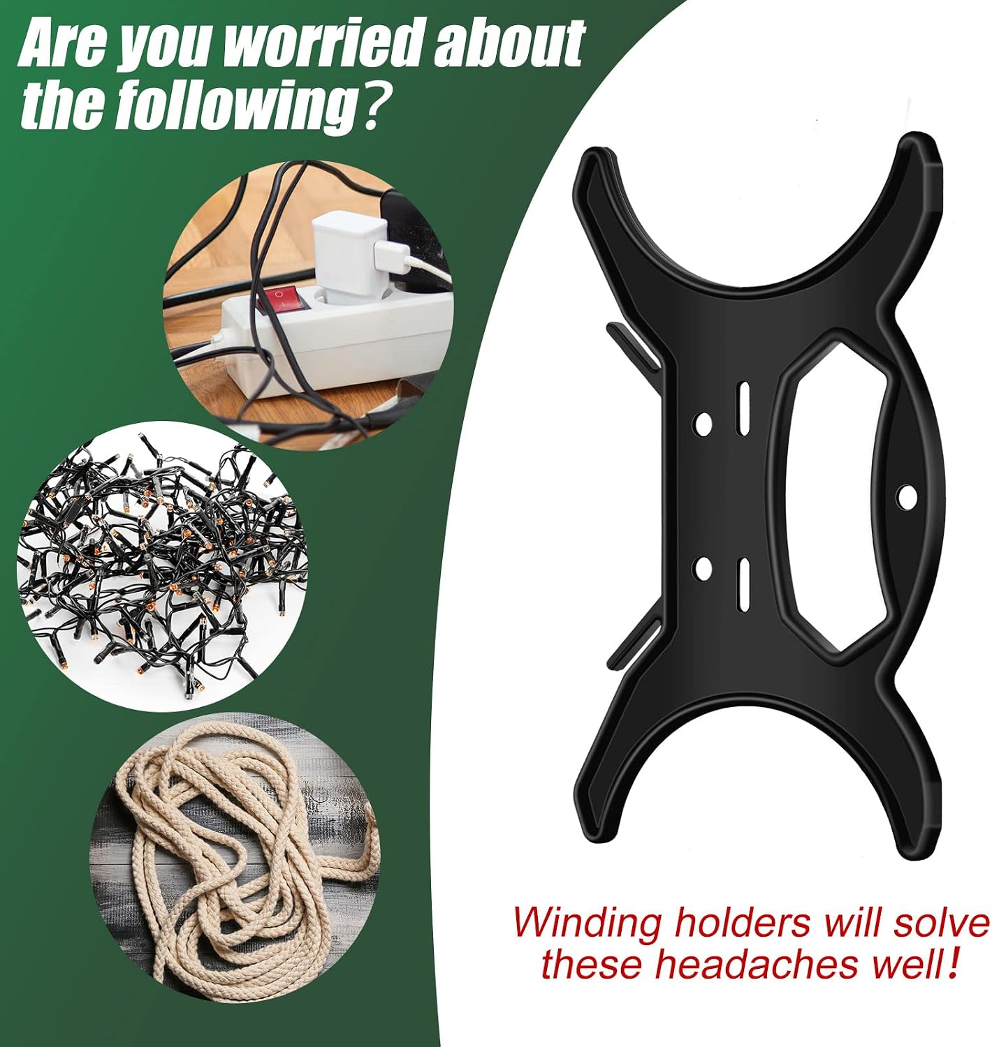 10 Pcs All Purpose Light Storage Holder Black Extension Cord Wrap Storage Reels Holiday Light Wire Spool Organizer and Hose Wind up for Cord Wire Garland